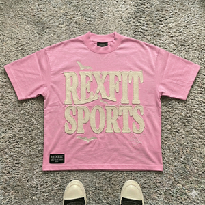 T-shirt oversize à col rond pour homme Rexfit Sports Fashion, style vintage, effet délavé, imprimé en mousse, streetwear décontracté - Product Image 1