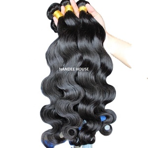 Extensiones de cabello ondulado de cuerpo indio de templo virgen crudo de un solo donante, frontales de encaje a juego rizados naturales rectos sedosos de alto grado - Product Image 5