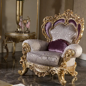 ชุดโซฟาหรูหราสไตล์คลาสสิค  ไม้มะฮอกกานีแท้ แกะสลักด้วยมือ หุ้มเบาะสไตล์ฝรั่งเศส เฟอร์นิเจอร์ห้องนั่งเล่นสำหรับบ้านพักตากอากาศ - Product Image 4