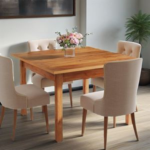 Tavolo da Pranzo Quadrato in Legno per 4 Persone, Gambe in Legno, Stile Rustico per Cucina e Soggiorno, Design Trendy 2022 - Product Image 5