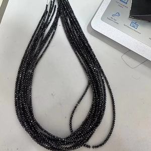 Collar de cuentas de diamantes negros facetados de corte excelente de 18,15 quilates, hermosa pieza de 38-40 cm de longitud - Product Image 2