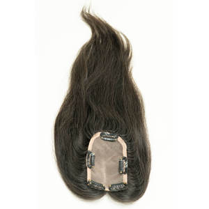 Topper de cheveux naturels ondulés en cheveux humains, base en soie et dentelle mono, postiche à clipser, extensions capillaires pour femmes souffrant de cheveux clairsemés - Product Image 2