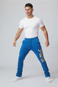 Pantalones de chándal para hombre con estampado apilado, casuales, holgados, de invierno, con cintura con cordón y pierna ancha - Product Image 6