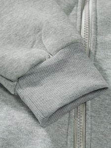 Oversized Hoodie <b>Men</b> Gray Zipper Front Letter Print Streetwear Breathable Knitted Cotton Sweatshirt Autumn Regular Fit Custom - Product Image 5