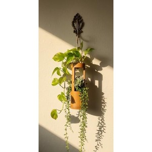 Bamboo Slat Horizontal Mid Century Modern Wall Hanging <b>Planter</b> with Drainage | Wholesale Handcrafted - Product Image 2