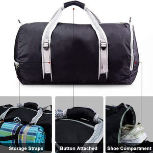 Portable Packable Travel Duffle <b>Bag</b> Water Resistant Cylinder Sport Weekender <b>Bag</b> Collapsible <b>Overnight</b> Tote for Men Women - Product Image 4