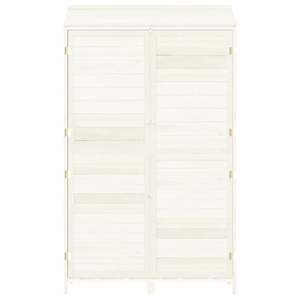 Abri de jardin en bois de sapin massif blanc 40.2x20.5x68.7 po – Solution de rangement élégante - Product Image 4