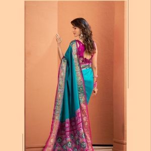 Sari en fausse fourrure Patola, tenue de fête ethnique traditionnelle pour femmes, séchage rapide, toutes saisons, ensemble de 6 pièces, fabricant en gros Aarika - Product Image 4