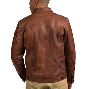 Top Grain Leather <b>Mens</b> Biker <b>Jacket</b> with Belt Buckle Snap Lapel Dark Brown Black Motorcycle Wholesale Manufacturer - Product Image 2