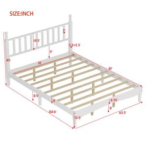 Letto matrimoniale in legno stile retrò con testiera intagliata a forma di zucca, colore noce, dotato di supporto a doghe in legno fatto a mano - Product Image 3