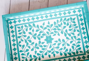 Bandeja de Té Artesanal HA HANDICRAFT con Incrustaciones de Hueso, Acabado Pulido, Patrón Floral Intrincado, Apta para Restaurantes y Uso Residencial, Apta para Lavavajillas - Product Image 4