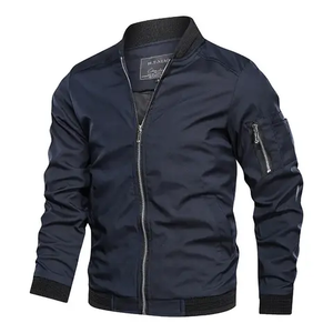 <b>Men</b> New Winter Bomber Jacket Custom OEM Zip Front Ribbed Collar Cuffs Outdoor Fashion Outerwear Warm - Product Image 4
