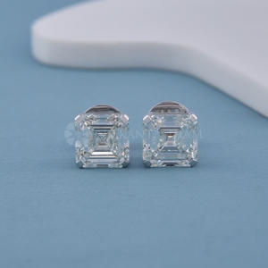 Nouvelles boucles d'oreilles en diamant de laboratoire taille princesse en or blanc pour femmes, provenant d'un fournisseur indien - Product Image 3