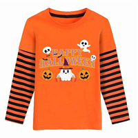 T-shirt décontracté à manches courtes pour garçons, 100 % coton compressé, motif camion squelette d'Halloween, fantôme, Boo, citrouille, pour enfants