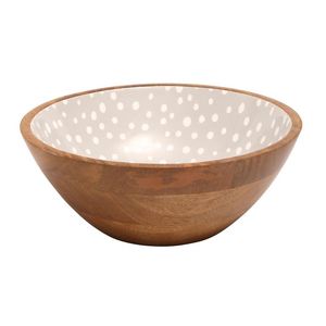 Bol à salade en bois naturel fait main de qualité supérieure, avec impression émaillée décorative, bol de service rond, taille et forme personnalisées - Product Image 6