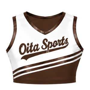 Débardeur court marron chocolat pour cheerleading, sans manches, respirant, léger, vêtement de sport d'équipe, personnalisable - Product Image 1