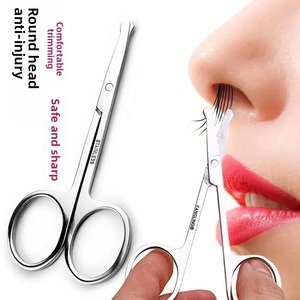 Tijeras de seguridad rectas de acero inoxidable para cejas, maquillaje, belleza, recortador de vello nasal con punta afilada y mango de cerámica - Product Image 3