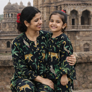 ชุดนอนฤดูร้อนสำหรับแม่และลูกสาว ผ้าฝ้ายเนื้อนุ่ม ลายการ์ตูน ระบายอากาศได้ดี แห้งเร็ว แขนสั้น เอวยางยืด - Product Image 6