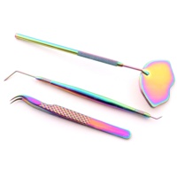 Pinces à cils multi-usages en acier inoxydable japonais avec poignée diamantée et miroir, outils de greffe de cils à pointe fine