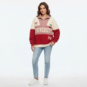 เสื้อสเวตเชิ้ตปักลายตัวอักษรโตเกียวสีน้ำเงินกรมท่าสำหรับผู้หญิง ปกคอพับ แขนยาว สไตล์หวาน ใส่ได้ในฤดูใบไม้ร่วง - Product Image 5