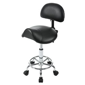 Tabouret ergonomique réglable avec dossier, chaise de bureau roulante avec repose-pieds et dossier réglable en hauteur - Product Image 5
