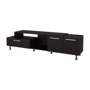 Wengue Open Storage Entertainment Center with 2 <b>Side</b> Cabinets for Living Room - Product Image 3