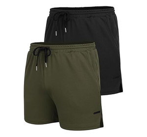 Pantalones Cortos Deportivos de Secado Rápido para Hombre, de Color Sólido, con Cordón Ajustable, Cintura Media, Tejido de Poliéster, Casuales, Verde Oliva, Negro - Product Image 1