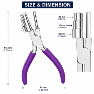 Pince à boucler les anneaux avec poignée violette 13/16/20mm, multi-barils, en acier inoxydable, outil de bijouterie pour la création de boucles de fil, anneaux, pendentifs, DIY - Product Image 4
