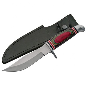 Cuchillo de Caza US KNIVES Hecho a Mano de Acero Inoxidable con Mango de Madera Pukka y Funda de Cuero Fino, Cuchillo de Camping de Grado Industrial de 10 Pulgadas - Product Image 1