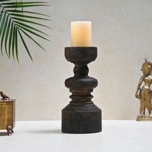 Antique Wood Pillar Candlestand Set of 3 Wood Candle <b>Holders</b> for Pillar Tall Rustic Vintage Wooden <b>Candlestick</b> <b>holder</b> Retro Home - Product Image 5