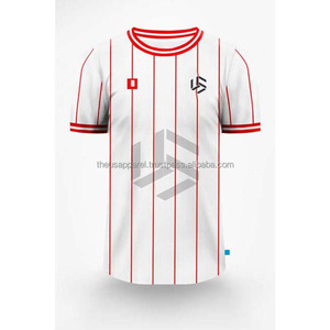 Maillot de football personnalisé à manches courtes et col rond, en polyester et élasthanne, pour adultes, avec service OEM de conception de couleurs contrastées - Product Image 5