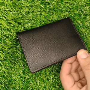 Premium <b>Black</b> Saffiano Textured Leather Card Holder Bi-Fold Minimalist Credit Card <b>Wallets</b> Sophisticated Executive Style <b>For</b> <b>Men</b> - Product Image 5