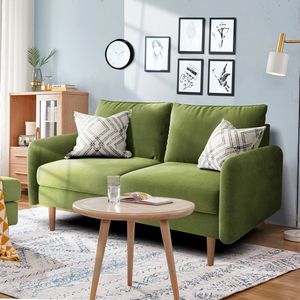 56.3\" Round Arm Velvet Apartment Loveseat for Living Room Sofas - Product Image 1