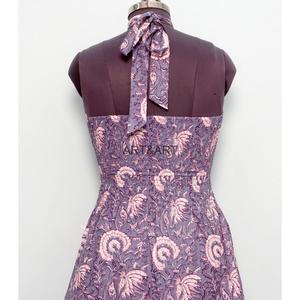 Robe longue d'été en coton doux à imprimé floral, style décontracté, col en V, style doux, écologique, sans manches, faite à la main, pour femmes indiennes - Product Image 6