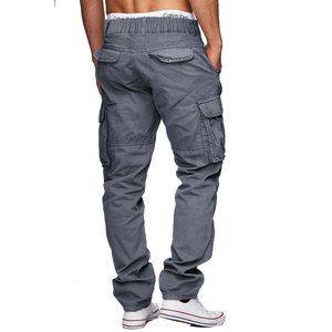 <b>Men's</b> Grey Cargo Jogger Pants Casual Elastic <b>Cuffed</b> Hem Lightweight <b>Trousers</b> With Side Pockets - Product Image 6