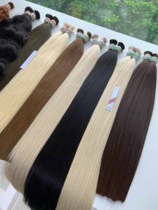 Extensiones de cabello Remy vietnamita a granel de 100 gramos a precio de fábrica, máquina súper dibujada doble, trama doble recta, 60 cm, Color claro - Product Image 2