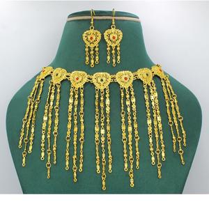 Martasha designer islamique ramadan spécial plaqué or EAU bijoux spécial dubai bijoux collier boucle d'oreille ensemble arabe bijoux - Product Image 1