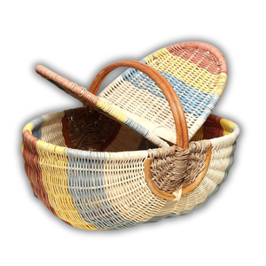 Panier de pique-nique en rotin naturel personnalisable, panier de rangement alimentaire, fabricant artisanal vietnamien - Product Image 1