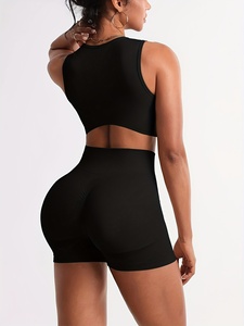 Custom Wholesale Womens Three Piece Activewear Set Yoga Bra <b>Top</b> <b>And</b> <b>Leggings</b> For Gym Fitness Workout Exercise - Product Image 4