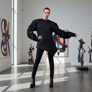 Suéter de Punto de Invierno para Mujer, Diseño de Lujo, Estructurado, 100% Algodón, Manga Arquitectónica 3D, Tejido de Alta Calidad - Product Image 5