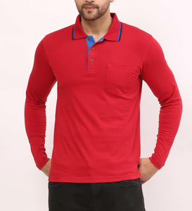 Chemises Polo pour Hommes Piqué 50% Coton/50% Polyester, 220 GSM, Vente en Gros, OEM, Logo Personnalisé, Manches Longues, Coupe Classique, Plaque Contrastante - Product Image 3