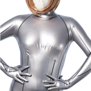 Combinaison longue argentée métallisée pour femme, taille haute, manches longues, col roulé, coupe moulante, en Spandex et Nylon, tenue de club, antistatique - Product Image 6