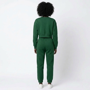Ensemble de survêtement court en molleton 2 pièces pour femme avec logo personnalisé, vente en gros OEM - Product Image 3
