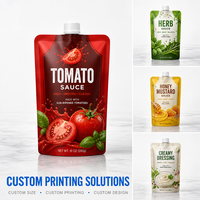 Pochette à bec verseur personnalisée pour ketchup, sachet alimentaire refermable de qualité alimentaire pour emballage de sauces et liquides avec bouchon