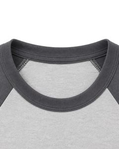 Camiseta raglán gris claro y gris carbón para mujer, informal, con cuello redondo, manga corta, mezcla de algodón suave, top de moda de verano - Product Image 6