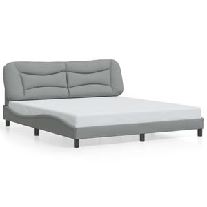 Cadre de lit rembourré en tissu gris clair 'Hvar' de 76 x 79,9 pouces avec lumières LED sans matelas - Product Image 5