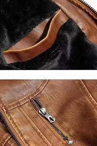 Chaqueta de Motociclista de Cuero Genuino de Piel de Oveja para Hombre |   Chaqueta de Cuero para Hombre de Color Sólido |   Logotipo de Diseño Personalizado OEM al por Mayor - Product Image 2