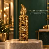 Bougie à LED dorée à piles avec lumière blanc chaud et silhouette de flamme pour la décoration de table de Noël