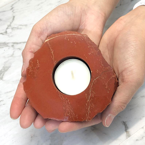 Crystal Stone <b>Red</b> jasper Carved Handmade Natural Stone <b>Candle</b> Holder Gemstone Agate Healing Wholesaler - Product Image 3
