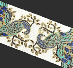 Embroidered Peacock Table <b>Runner</b> Traditional Animal Pattern Home Decor <b>Washable</b> - Product Image 2